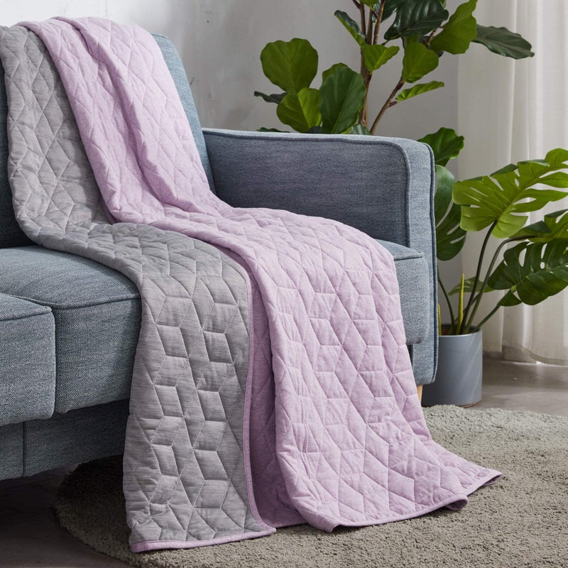 SLEEP ZONE Cooling Blanket for Hot Sleepers Throw Size (50x60 inches), Dual-Sided Cool Summer Blanket Lightweight Portable for Gym, Travel, Picnic, Camping (Light Purple+Grey) - Image 5
